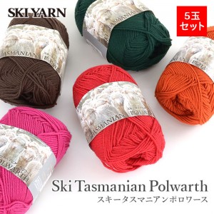 毛糸 まとめ買い 5玉 合太 ウール 100％ / SKI YARN(スキー毛糸) スキー タスマニアンポロワース 5玉セット 1 秋冬